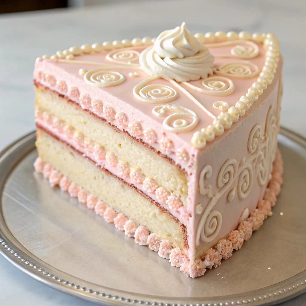 Valentine's heart cake decorated with pink buttercream and fresh flowers