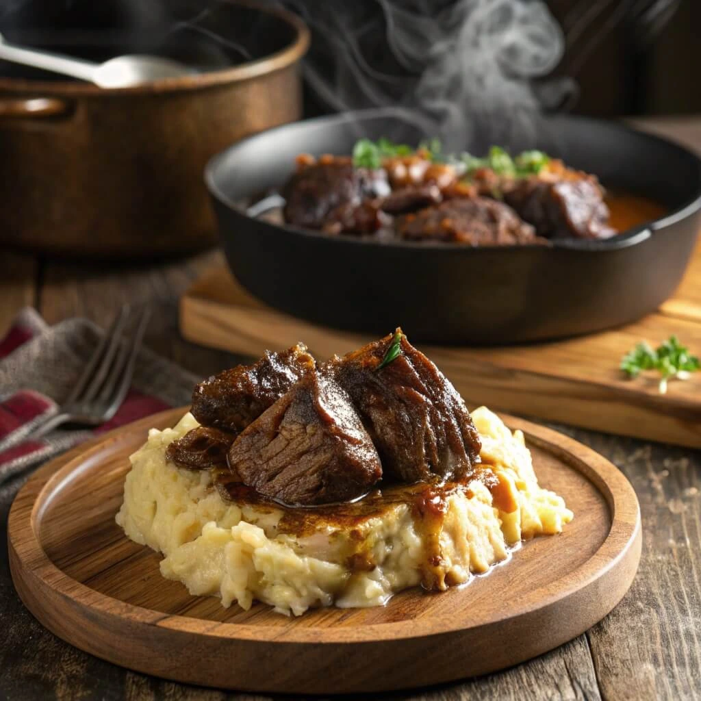 Smoked beef cheek meat on a grill, perfect for BBQ