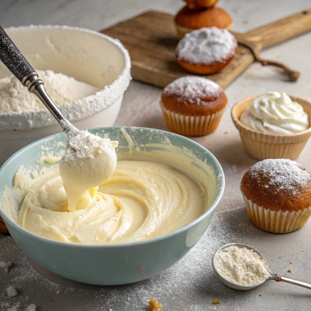 Cream cheese filling in a fluffy pastry