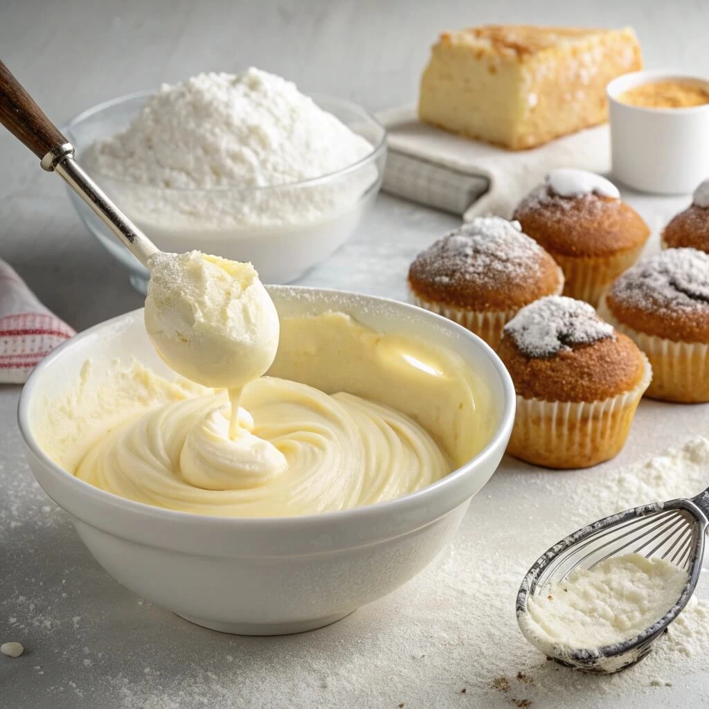  Close-up of cream cheese filling in a cupcake