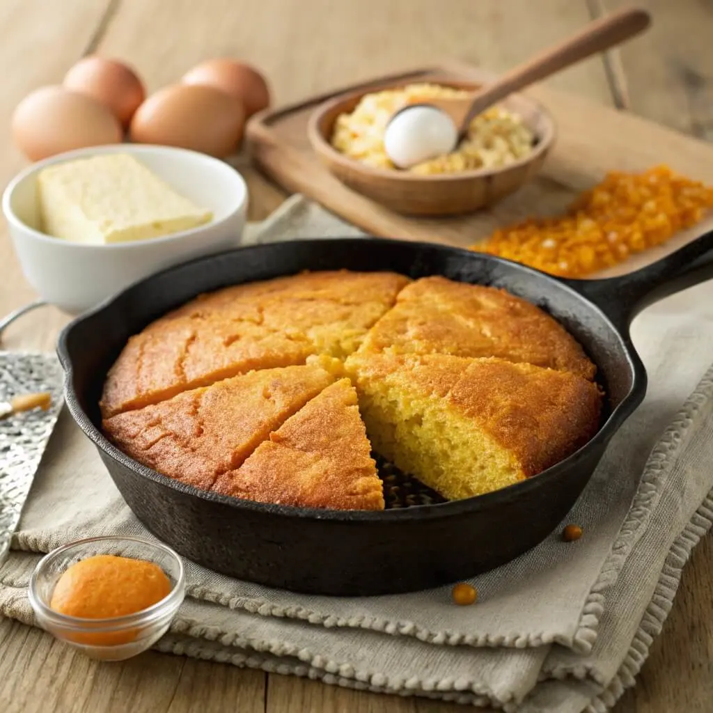 Sweet potato cornbread with a golden, crispy crust and soft interior