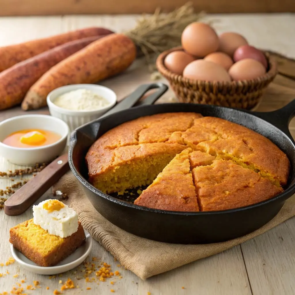 Sweet potato cornbread muffins made with Jiffy mix and honey