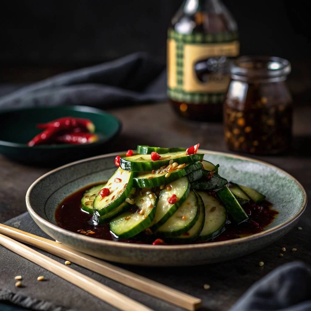 Din Tai Fung cucumber recipe with mini cucumbers and soy sauce.